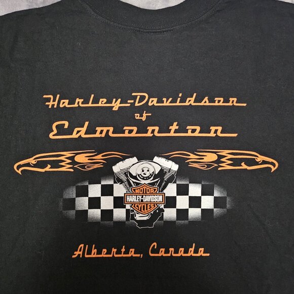 VINTAGE Harley Davidson Men's 2XL Black Motorcycle Tank Top Y2K Edmonton Alberta - Picture 4 of 8